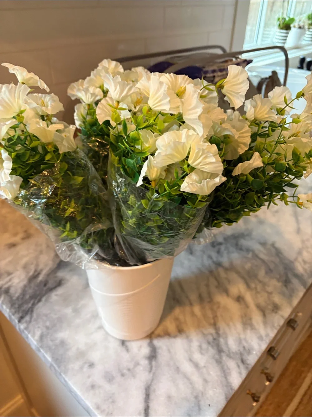 White Artificial Petunia Bouquet by